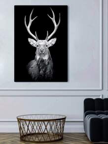 1pc Black Animal Oil Painting Canvas Living Room Decor Without Frame - Multicolor - View 2