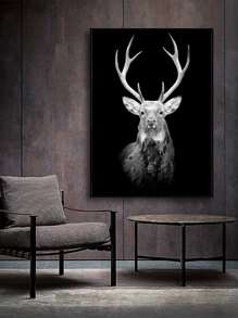 1pc Black Animal Oil Painting Canvas Living Room Decor Without Frame - Multicolor - View 3