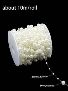 1卷10M塑料DIY線現代人造珍珠裝飾DIY工藝裝飾品 - 米色 - 查看 2