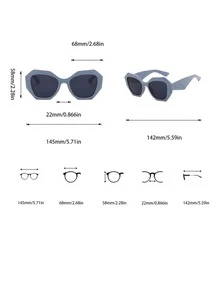 1 pieza Gafas de moda con marco de plástico (polígono)(de gran tamaño)(estilo de vacaciones en la playa)(moda para mujer) Gafas decorativas de moda - Gris - Ver 3