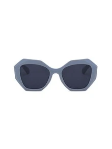 1 pieza Gafas de moda con marco de plástico (polígono)(de gran tamaño)(estilo de vacaciones en la playa)(moda para mujer) Gafas decorativas de moda - Gris - Ver 2