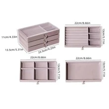 1 hộp đựng trang sức trong suốt, quà tặng Ngày của Mẹ, ngăn kéo 3 tầng đựng hoa tai, nhẫn, vòng cổ, vòng tay, mặt dây chuyền, quà sinh nhật và kỷ niệm, hộp trưng bày Ngày lễ tình nhân - Màu be - Xem 5