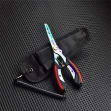 1pc Curved Mouth With Hook And Open Ring Stainless Steel Titanium-Plated Rust-Proof Multi-Functional Road Sub-Pliers Unhook And Pull Line Scissors Fishing Pliers Fishing Tackle - Red - View 2