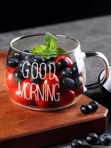 1入組耐熱玻璃牛奶杯子帶手柄,早餐杯子,早晨杯子,杯子,微波安全的,300毫升 - 白色 - 查看 5