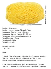 DUWEN 2mm Chenille Yarn Edelweiss No. 2 DIY Hand-Knitted For Baby Doll Sweater
