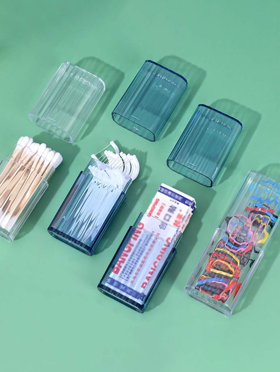 1pc Household Storage Box, Transparent Container For Travel Toothpicks And Small Items - Clear - View 1