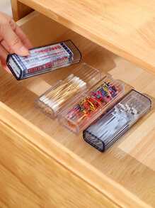 1pc Household Storage Box, Transparent Container For Travel Toothpicks And Small Items - Clear - View 3