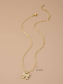 1 件全水钻蝴蝶结不锈钢女士吊坠项链情人节、妈妈、母亲、母亲节、礼物