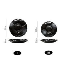 Black Divided Ceramic Dinner Plate, Western Style - Black - View 8