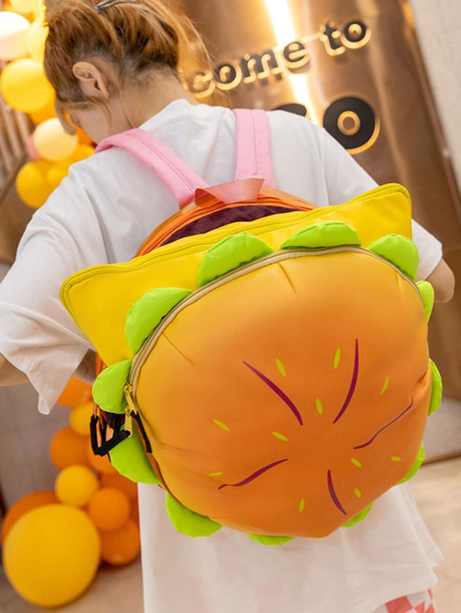 Mochila De Gran Capacidad Con Forma De Hamburguesa A La Moda, Mochila De Viaje, Mochilas, Mochila Para Ordenador Portátil, Mochila Escolar, Mochila Para Mujer, Bolso Novedoso Para Mujer, Niña, Mamá, Madre, Novia, Regalo Para Mujer - Amarillo - Ver 1