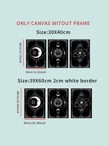 3pcs Sun & Moon Pattern Unframed Painting,Wall Art,Canvas,Poster Gifts Birthday Graduation - Multicolor - View 5