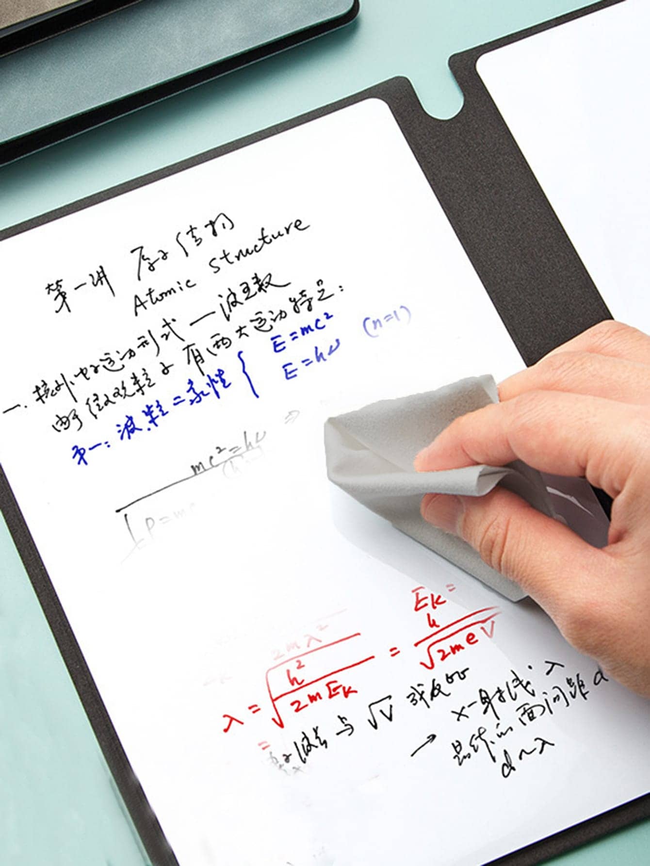 1个便携式A5仿皮白板笔记本，可擦写备忘录，适用于办公室会议和日常使用，白板 - 黑色 - 查看 1