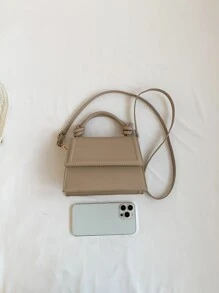 Màu thuần Gấp lại Túi xach tay Với Xếp li Cạnh , Túi đeo chéo Đối với phụ nữ , Quý cô Hoa Túi xách tay - Màu Khaki - Xem 2