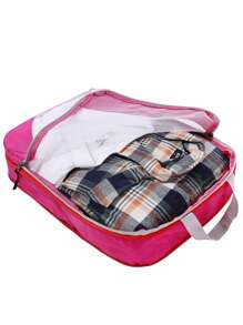 Travel Storage Bag Large Capacity Waterproof Compression Packing Organizer With Double Layer, Dual Zippers, And Travel Compression Bag Compression Storage Bag For Luggage Nylon Material Mesh Visualization Diamond Grid For Men And Women Travel Essentials