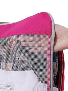 Travel Storage Bag Large Capacity Waterproof Compression Packing Organizer With Double Layer, Dual Zippers, And Travel Compression Bag Compression Storage Bag For Luggage Nylon Material Mesh Visualization Diamond Grid For Men And Women Travel Essentials