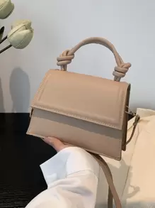 Màu thuần Gấp lại Túi xach tay Với Xếp li Cạnh , Túi đeo chéo Đối với phụ nữ , Quý cô Hoa Túi xách tay - Màu Khaki - Xem 8