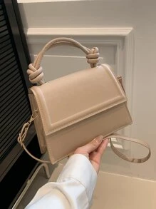 Màu thuần Gấp lại Túi xach tay Với Xếp li Cạnh , Túi đeo chéo Đối với phụ nữ , Quý cô Hoa Túi xách tay - Màu Khaki - Xem 9