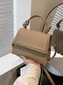 Màu thuần Gấp lại Túi xach tay Với Xếp li Cạnh , Túi đeo chéo Đối với phụ nữ , Quý cô Hoa Túi xách tay - Màu Khaki - Xem 7