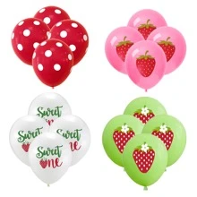16入組/套草莓形狀乳膠氣球適用於甜美風女嬰夏天生日派對裝飾用品 - 彩色 - 查看 6