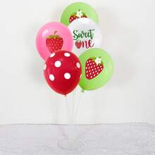 16入組/套草莓形狀乳膠氣球適用於甜美風女嬰夏天生日派對裝飾用品 - 彩色 - 查看 3