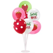 16入組/套草莓形狀乳膠氣球適用於甜美風女嬰夏天生日派對裝飾用品 - 彩色 - 查看 4