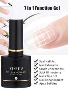 毫升透明功能凝膠，7 合 1 硬凝膠指甲延長凝膠 Apex 快速黏合指甲尖棒水鑽強化指甲膠凝膠 - 無色 - 查看 2