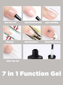 毫升透明功能凝膠，7 合 1 硬凝膠指甲延長凝膠 Apex 快速黏合指甲尖棒水鑽強化指甲膠凝膠 - 無色 - 查看 5