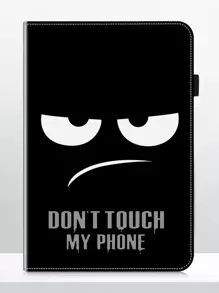 GLANDOTU 有趣的平板電腦套，適用於三星IPad 為小米平板電腦PU皮革多角度支架手提式套，古怪表情符號 - 黑與白 - 查看 1