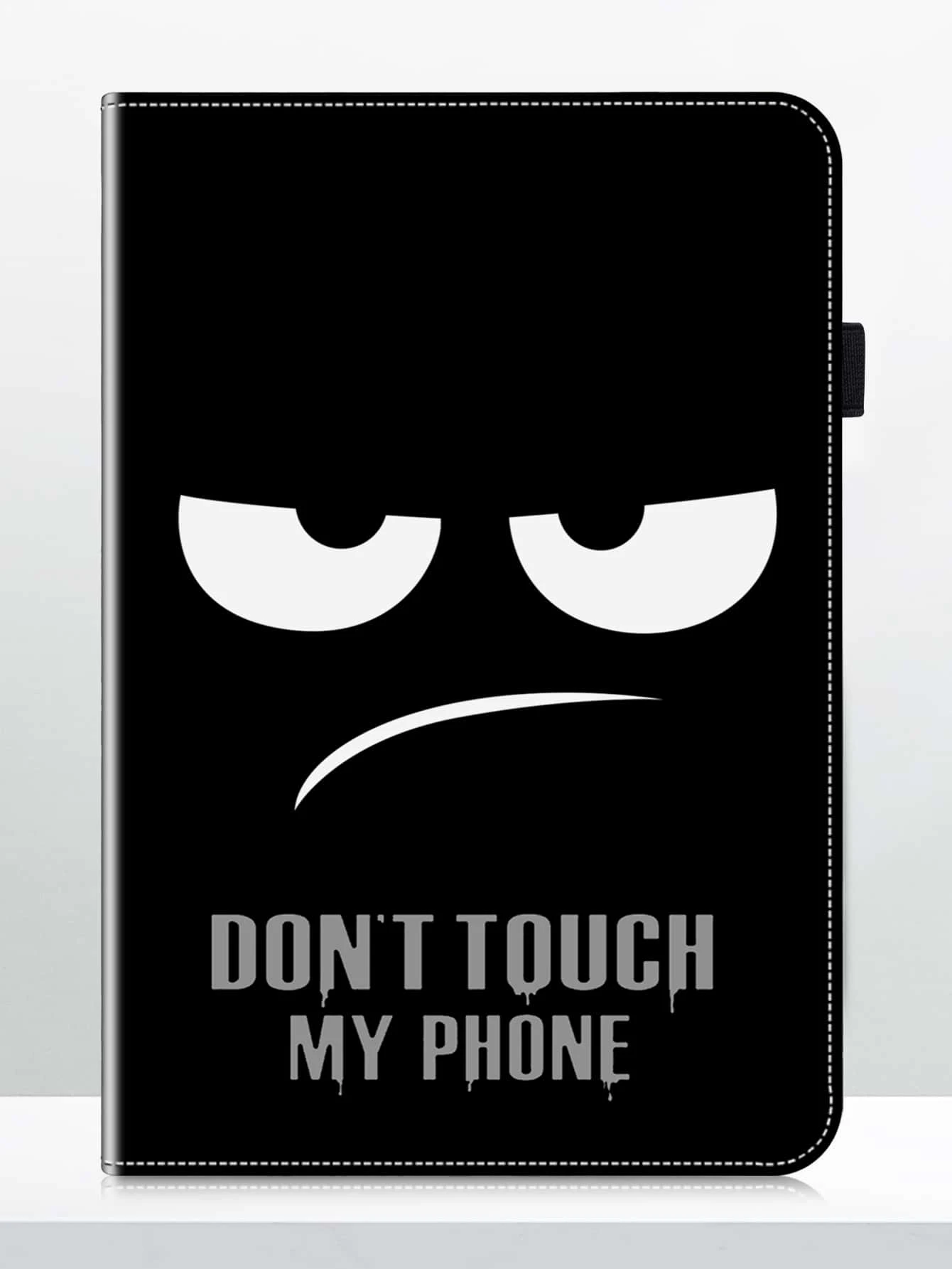 GLANDOTU 有趣的平板電腦套，適用於三星IPad 為小米平板電腦PU皮革多角度支架手提式套，古怪表情符號 - 黑與白 - 查看 1