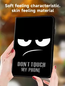 GLANDOTU 有趣的平板電腦套，適用於三星IPad 為小米平板電腦PU皮革多角度支架手提式套，古怪表情符號 - 黑與白 - 查看 3
