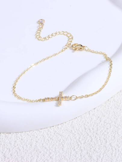 1 Miếng Của phụ nữ Sành điệu Mặt dây chuyền chữ thập Chuỗi vòng tay Thích hợp Đối với Mặc hàng ngày