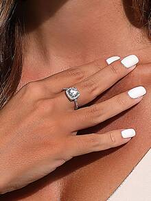 ESBERRY 925纯银钻石女士订婚戒指，适合送给女友 - 銀色 - 查看 3