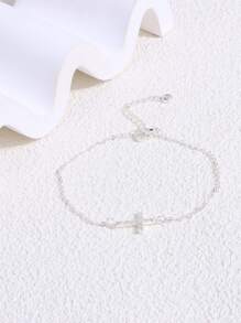 1入組女性流行十字吊墜手鏈適用於每天穿戴 - 彩色 - 查看 2