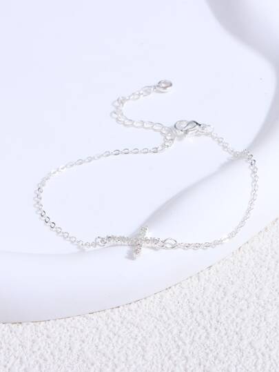 1pc Women's Cross Pendant Chain Bracelet For Everyday Wear
