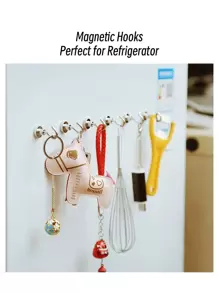 Pack Of 5 Magnetic Hooks, Heavy Duty Earth Magnets With Hook For Refrigerator, Extra Strong Cruise Hook For Hanging, Magnetic Hanger For Cabins, Grill,Caravan - Silver - View 2