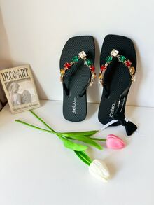 女性時尚休閒家居拖鞋適合夏天 - 黑色 - 查看 2