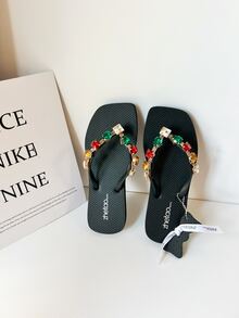 女性時尚休閒家居拖鞋適合夏天 - 黑色 - 查看 5