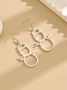 1對創意可愛的雪人耳環,用於聖誕節 - 銀色 - 查看 4