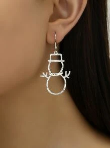 1對創意可愛的雪人耳環,用於聖誕節 - 銀色 - 查看 2