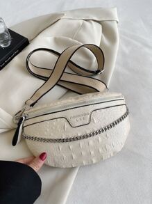 de moda con cadena decorado Bolso bandolera Pechera con con patrón de cocodrilo