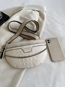 de moda con cadena decorado Bolso bandolera Pechera con con patrón de cocodrilo