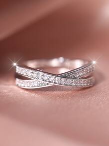 Vanel 1pc And Simple Micro Inlaid Cubic Zirconia Ring, Perfect For Holiday Gift