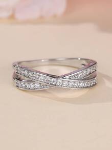 Vanel 1pc And Simple Micro Inlaid Cubic Zirconia Ring, Perfect For Holiday Gift