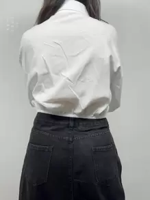 LA PRINCESA Camisa De Manga Larga Cinta De Amarre Manga - Blanco - Ver 4