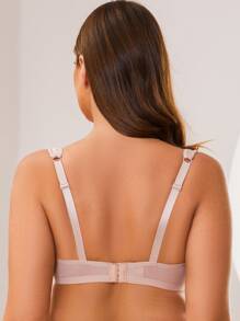 MELENECA Plus Lightly Padded Floral Lace Underwire Balconette Bra - Apricot - View 2