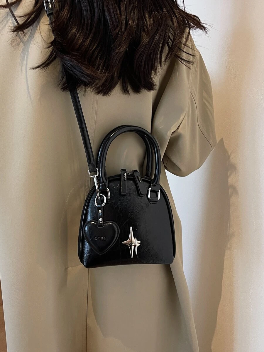 Mini Metallic Decorated Fashion Handbag With Pendant