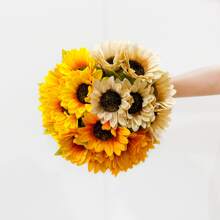 1入組向日葵花束,人造,適用於戶外野餐裝飾,家庭內部裝飾,攝影道具 - 秋黃 - 查看 2
