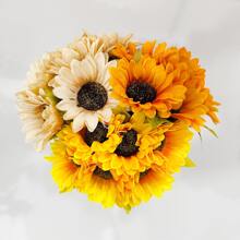 1入組向日葵花束,人造,適用於戶外野餐裝飾,家庭內部裝飾,攝影道具 - 秋黃 - 查看 3