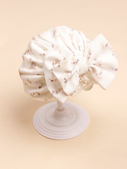 1pc Twisted Printed Bowknot Baby Turban Cap Love Valentine