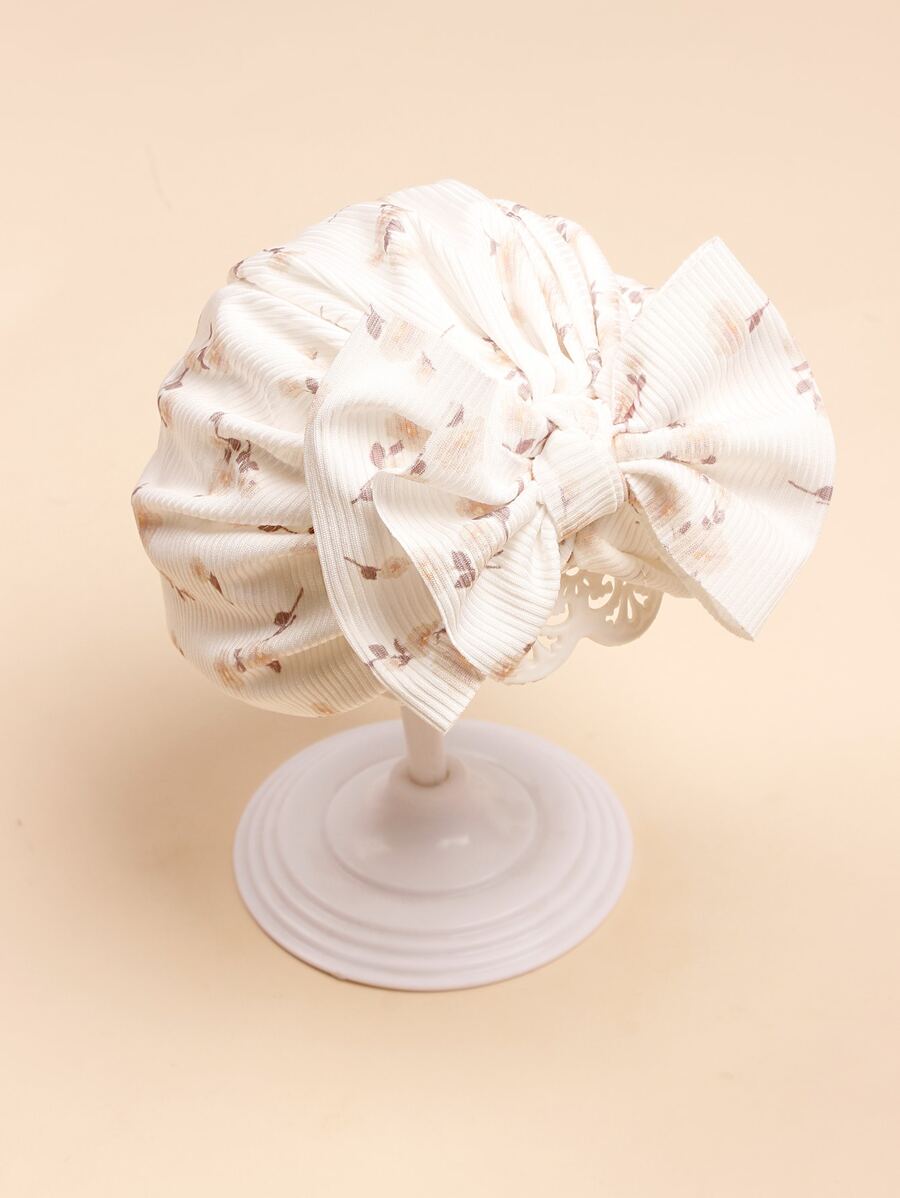 1pc Twisted Printed Bowknot Baby Turban Cap Amor Dia dos Namorados - Branco - Ver 1